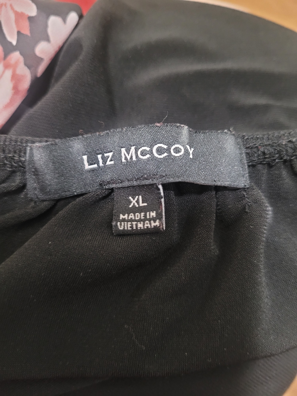 Mccoy Black Peasant Top with Pink Floral Sleeves - Picture 3 of 3